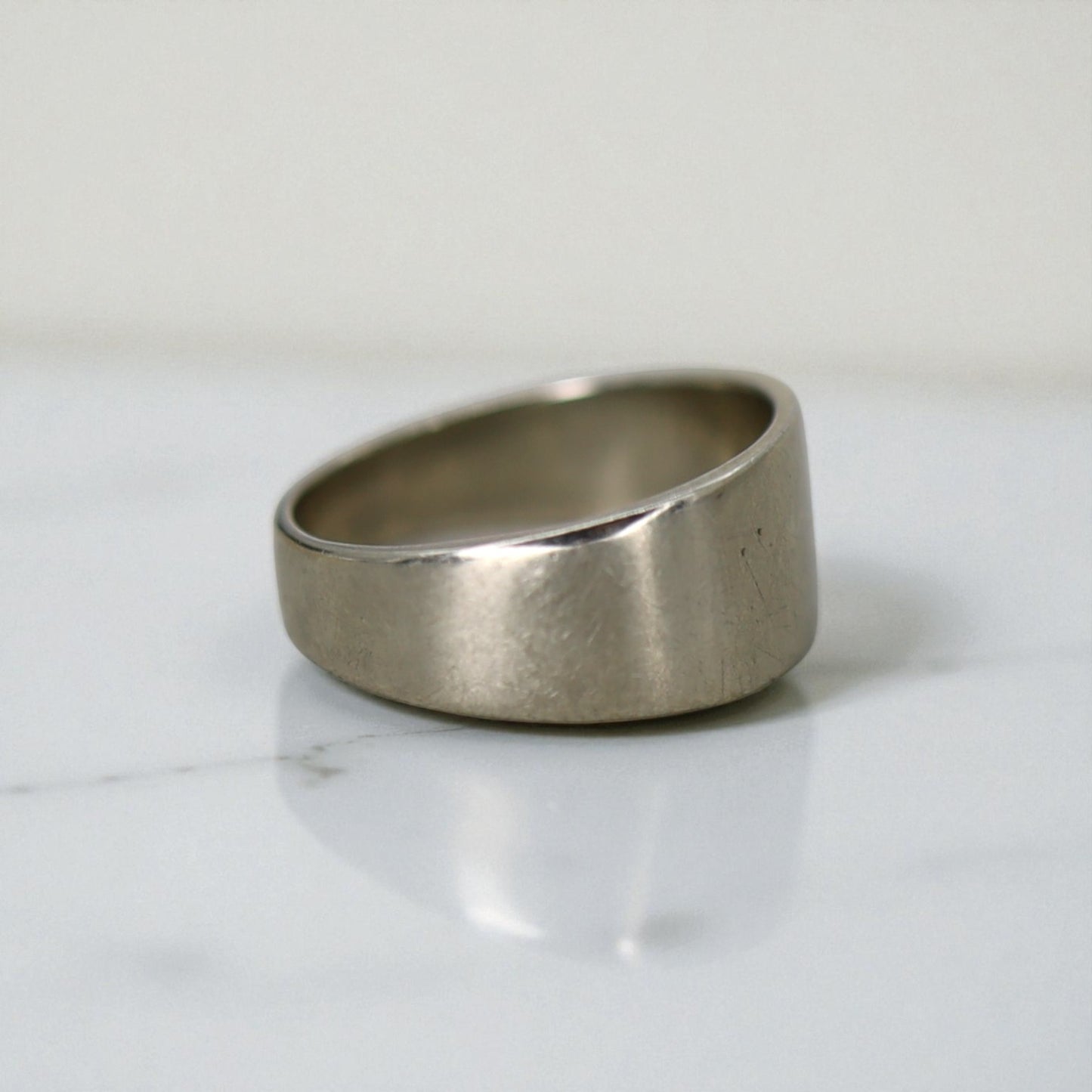 Vintage 14k White Gold Cigar Band – Flat Profile, Size 5.5, 4g Solid Gold