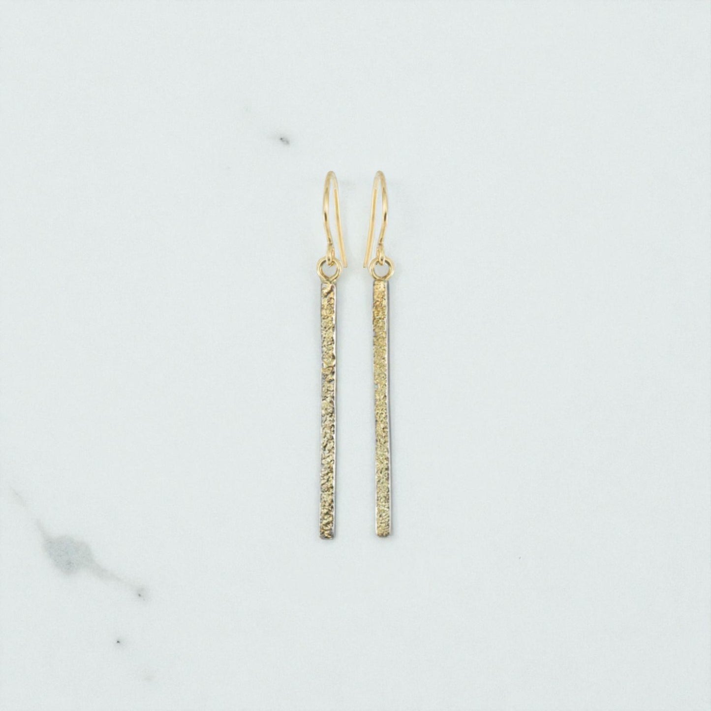 22k/18k Gold & Oxidized Silver Terra Bar Stick Earrings