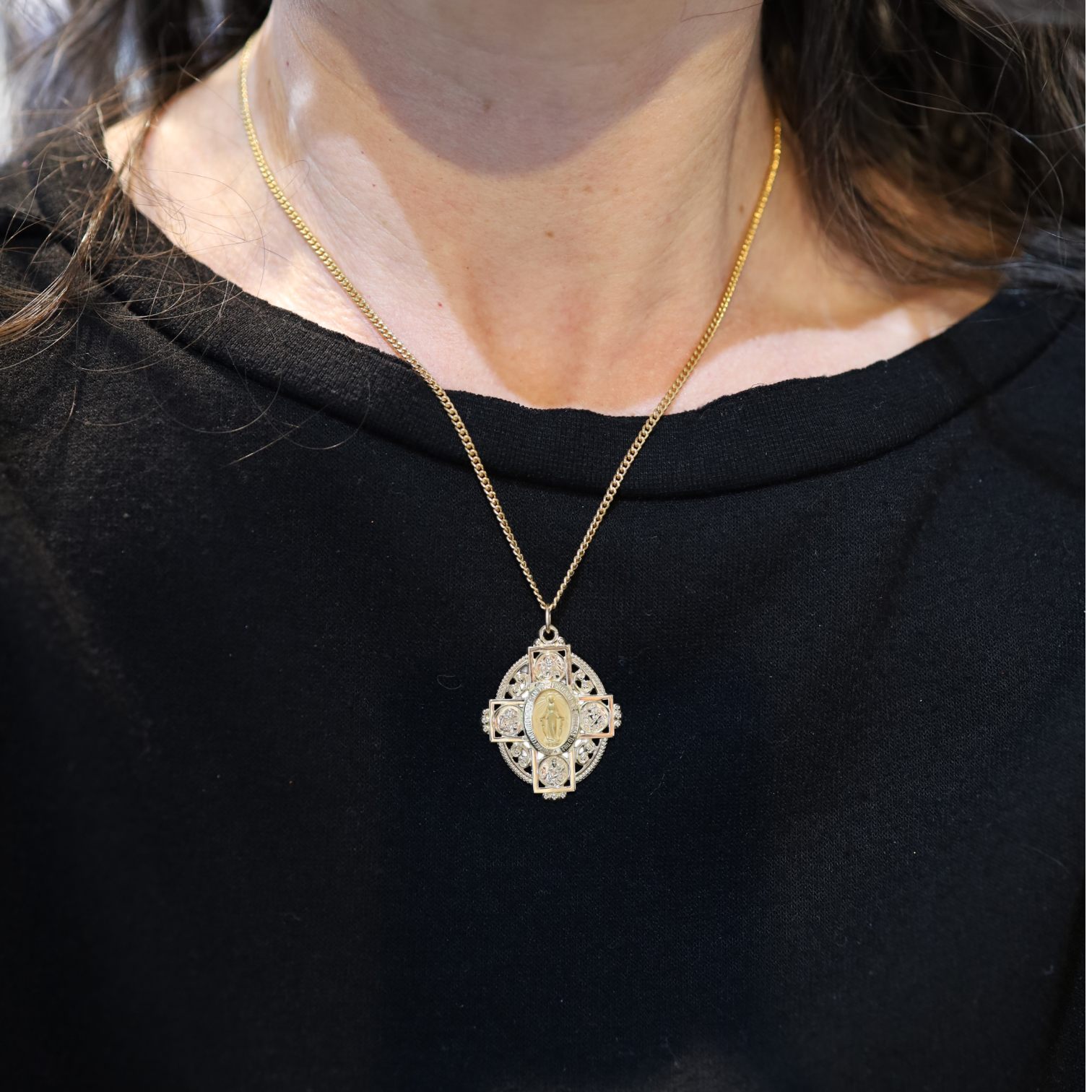14kt Yellow Gold Four-Way Miraculous Medal Pendant