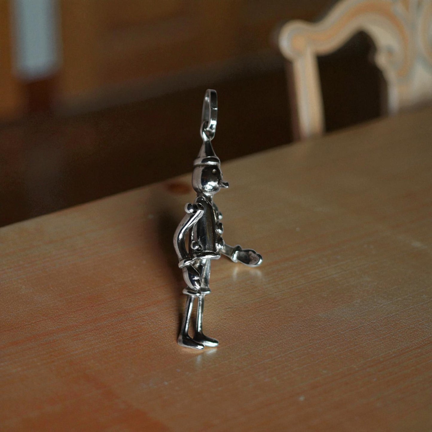 Estate Sterling Silver Articulated Tin Man Pendant – Movable Limbs, 2” Long