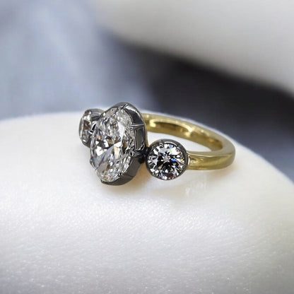 Bespoke Georgian Inspired Three-Stone Ring - Petra Star