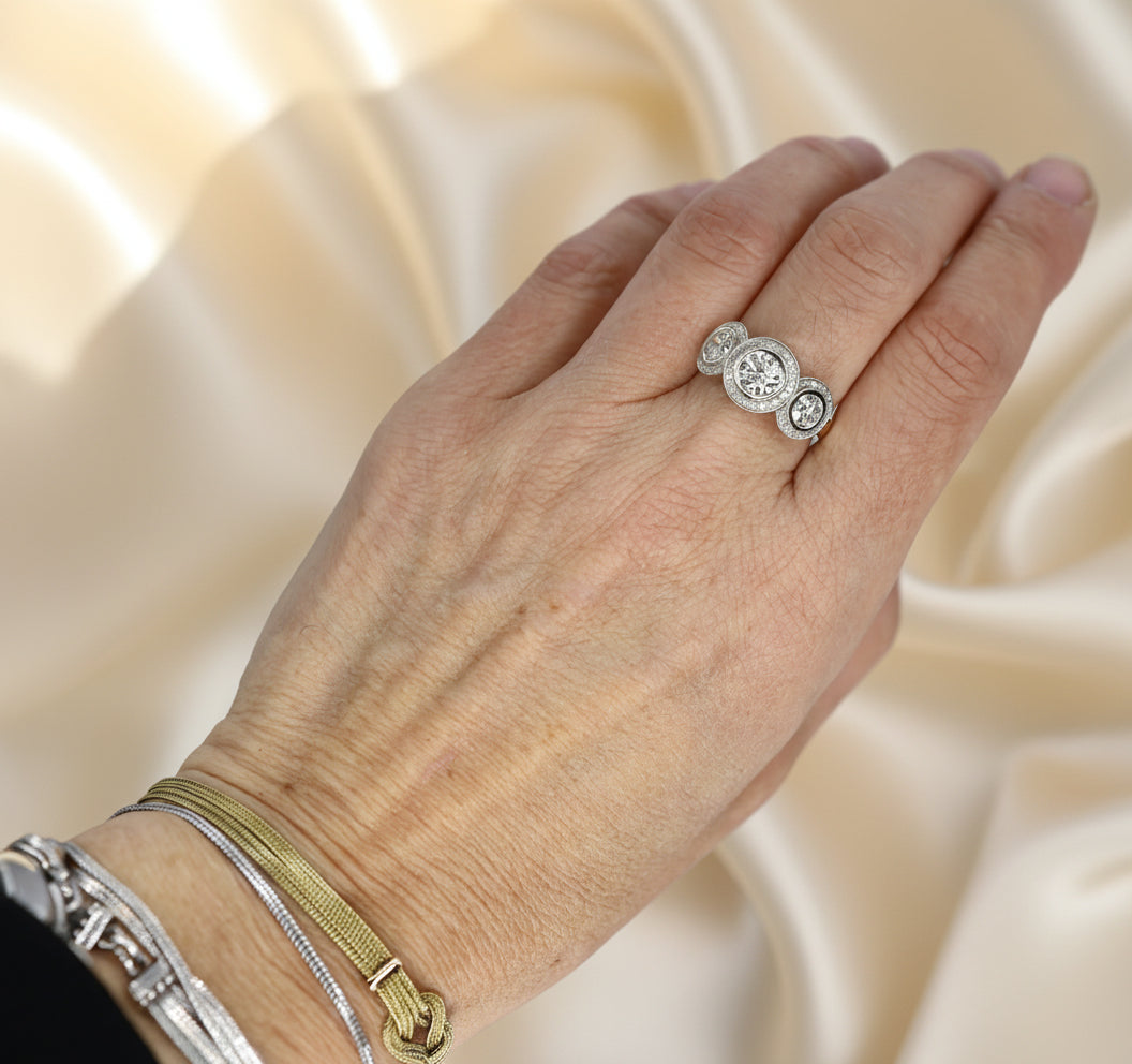 Custom Diamond Engagement Ring – 14k Yellow and White Gold with GIA-Certified Diamonds | Petra Star - Petra Star