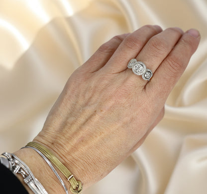 Custom Diamond Engagement Ring – 14k Yellow and White Gold with GIA-Certified Diamonds | Petra Star - Petra Star