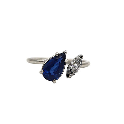 Double Trouble Sapphire and Diamond Toi et Moi Ring in Platinum