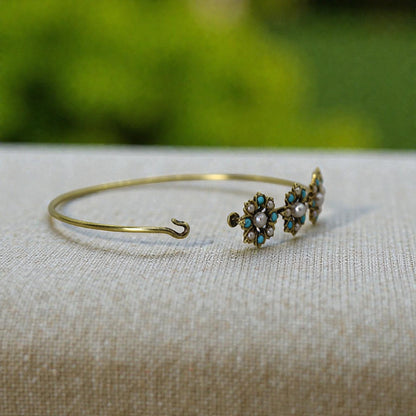 Art Nouveau Flower Bangle Bracelet - Petra Star