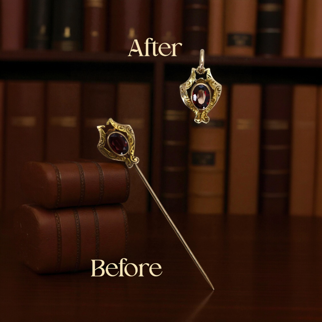 10k Gold Victorian Garnet Pendant - Petra Star