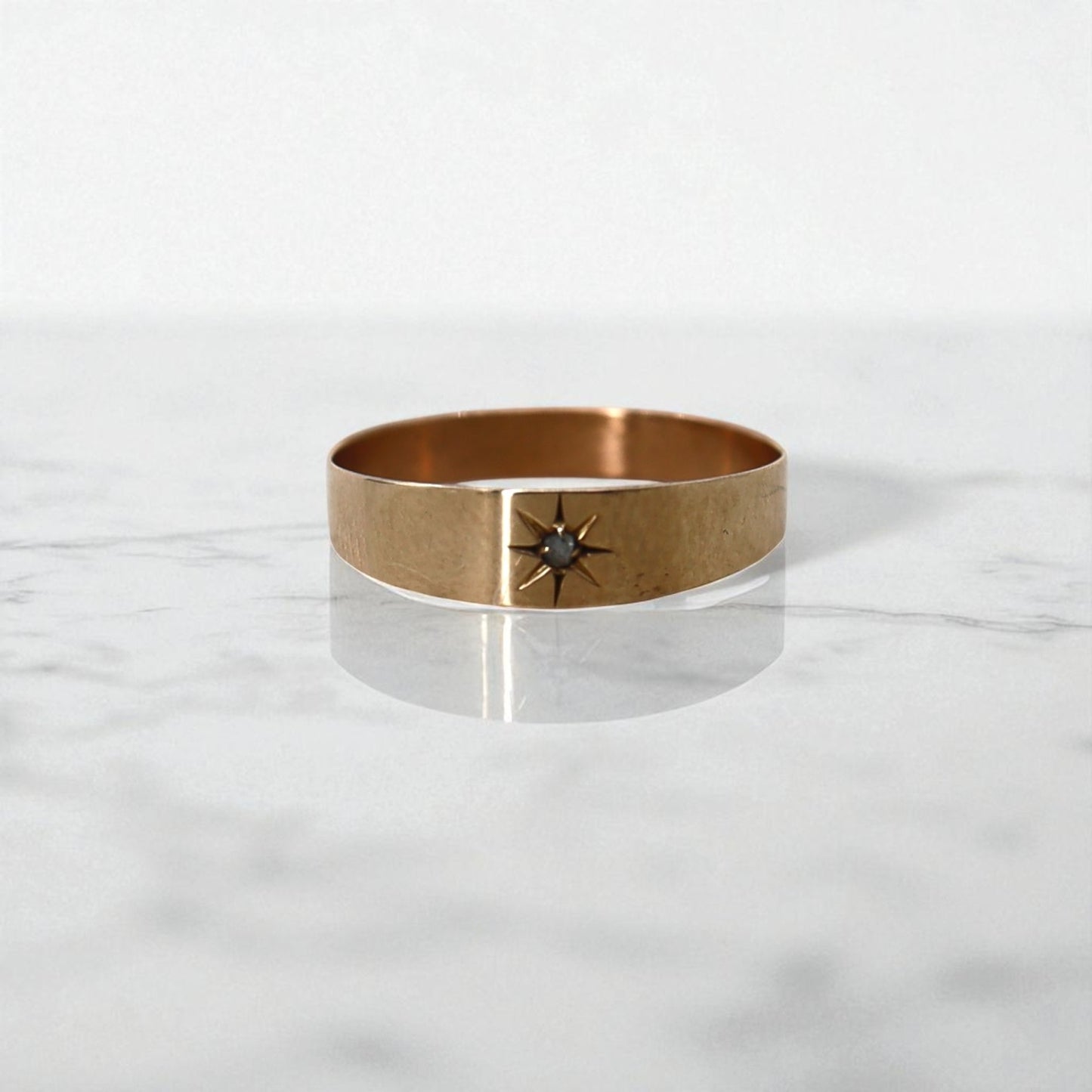 Victorian 10k Pink Gold Gypsy-Set Diamond Cigar Band – Antique Recycled Statement, c.1850 - Petra Star