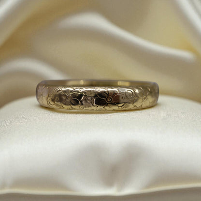 Victorian Gold-Filled Floral Engraved Bangle Bracelet – Antique Hollow Tube Construction - Petra Star