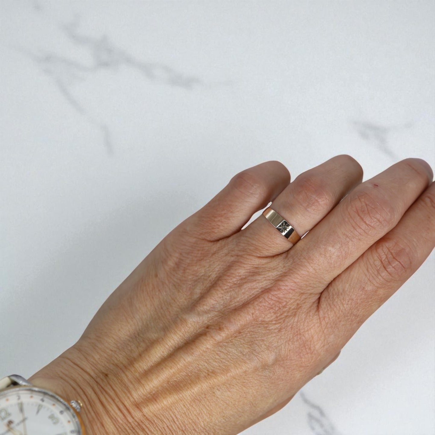 Victorian 10k Pink Gold Gypsy-Set Diamond Cigar Band – Antique Recycled Statement, c.1850 - Petra Star