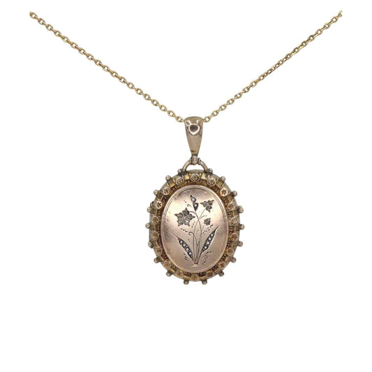 Diamond Flower and Stars Victorian Locket - Petra Star