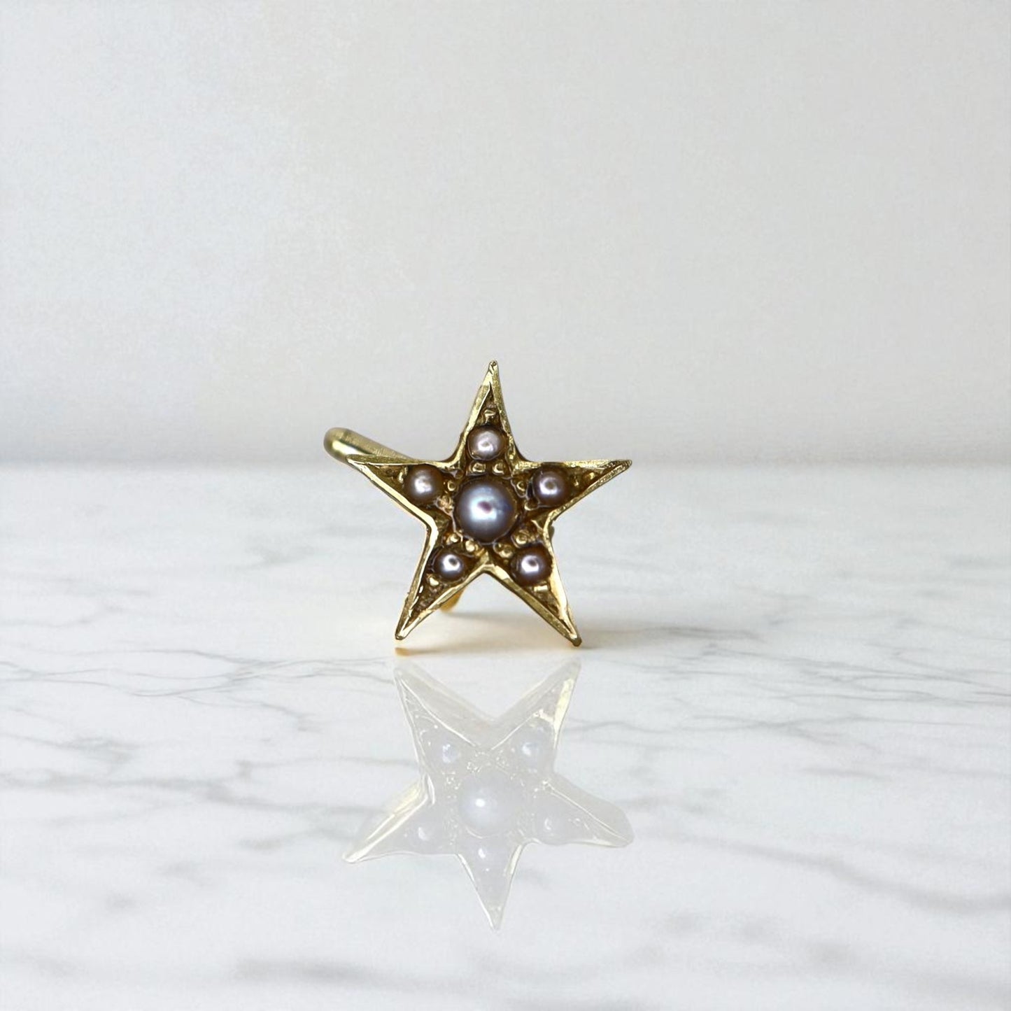 Victorian Star Earring Single Stud with Pearls 14K - Petra Star