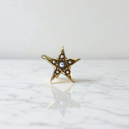 Victorian Star Earring Single Stud with Pearls 14K - Petra Star