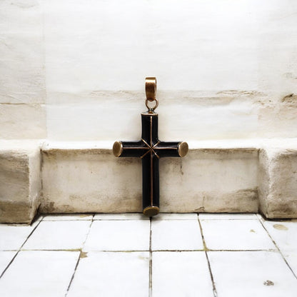 Victorian Black Enamel Cross - Petra Star