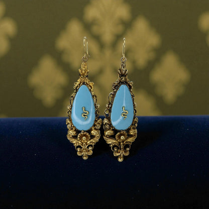 Victorian Turquoise Earrings in 18k Yellow Gold