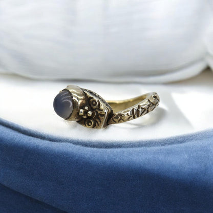 Victorian Ouroboros Snake Moonstone Ring - Petra Star