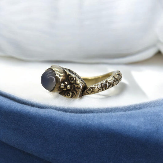 Victorian Ouroboros Snake Moonstone Ring - Petra Star