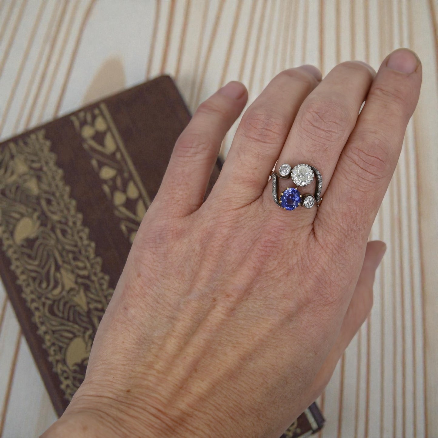 Victorian Toi et Moi Sapphire and Diamond Ring