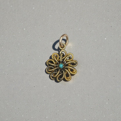Victorian Turquoise & 10k Gold Pendant