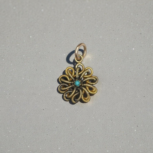 Victorian Turquoise & 10k Gold Pendant