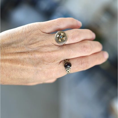 Victorian Turquoise Ring with Sandblasted Finish - Petra Star