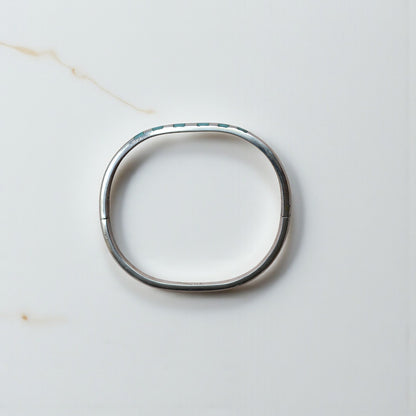 Vintage Mexican Silver Amazonite Inlaid Bangle Bracelet – 925 Silver with Invisible Clasp - Petra Star