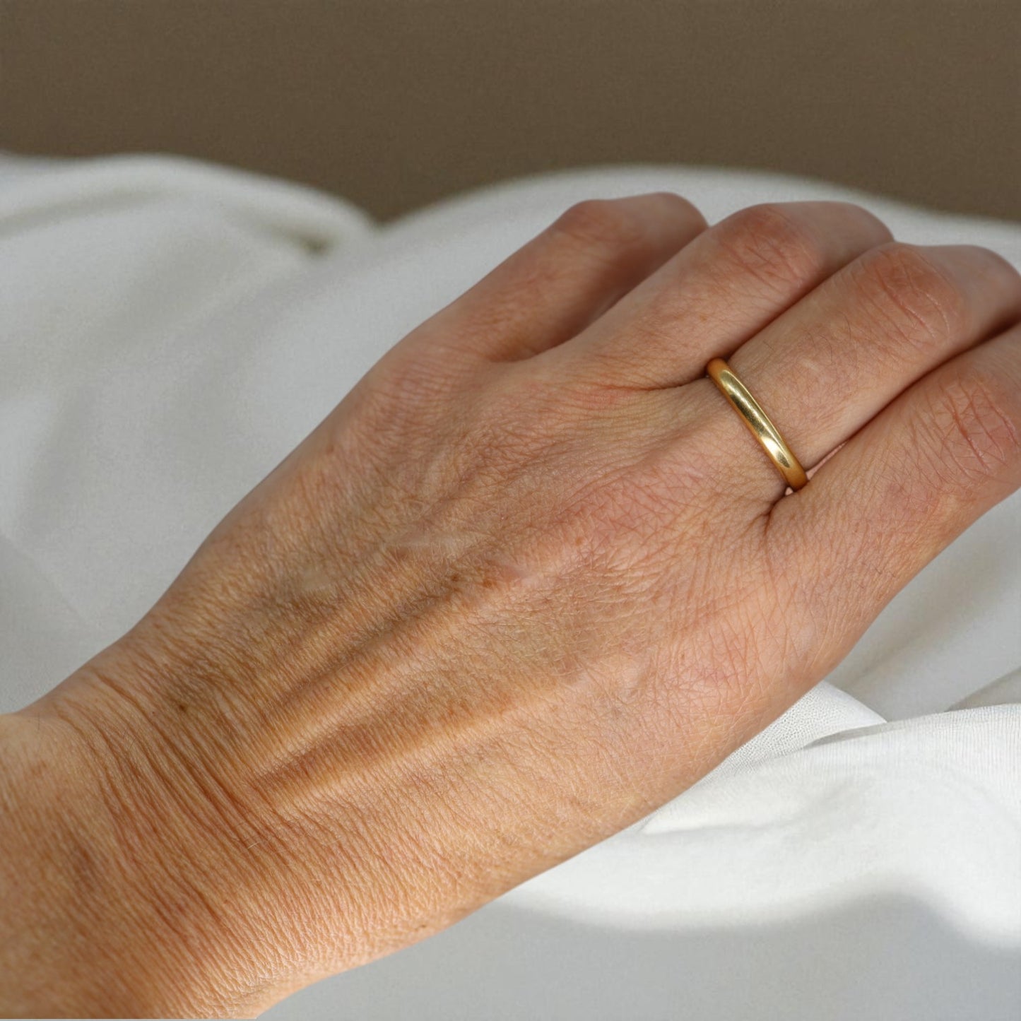 18k Gold Band Ring – Buttery Yellow Gold, 3mm Wide, Vintage-Heavy Tube Style - Petra Star