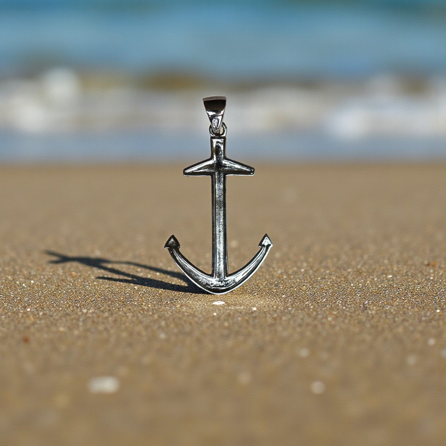 Estate Sterling Silver Anchor Cross Pendant – Large Men’s Design, 45 x 25 mm