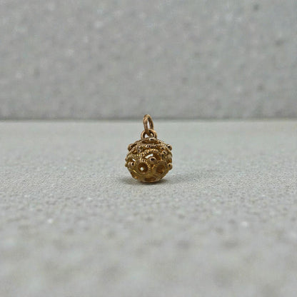 Vintage Filigree Ball Charm in 14k Yellow Gold