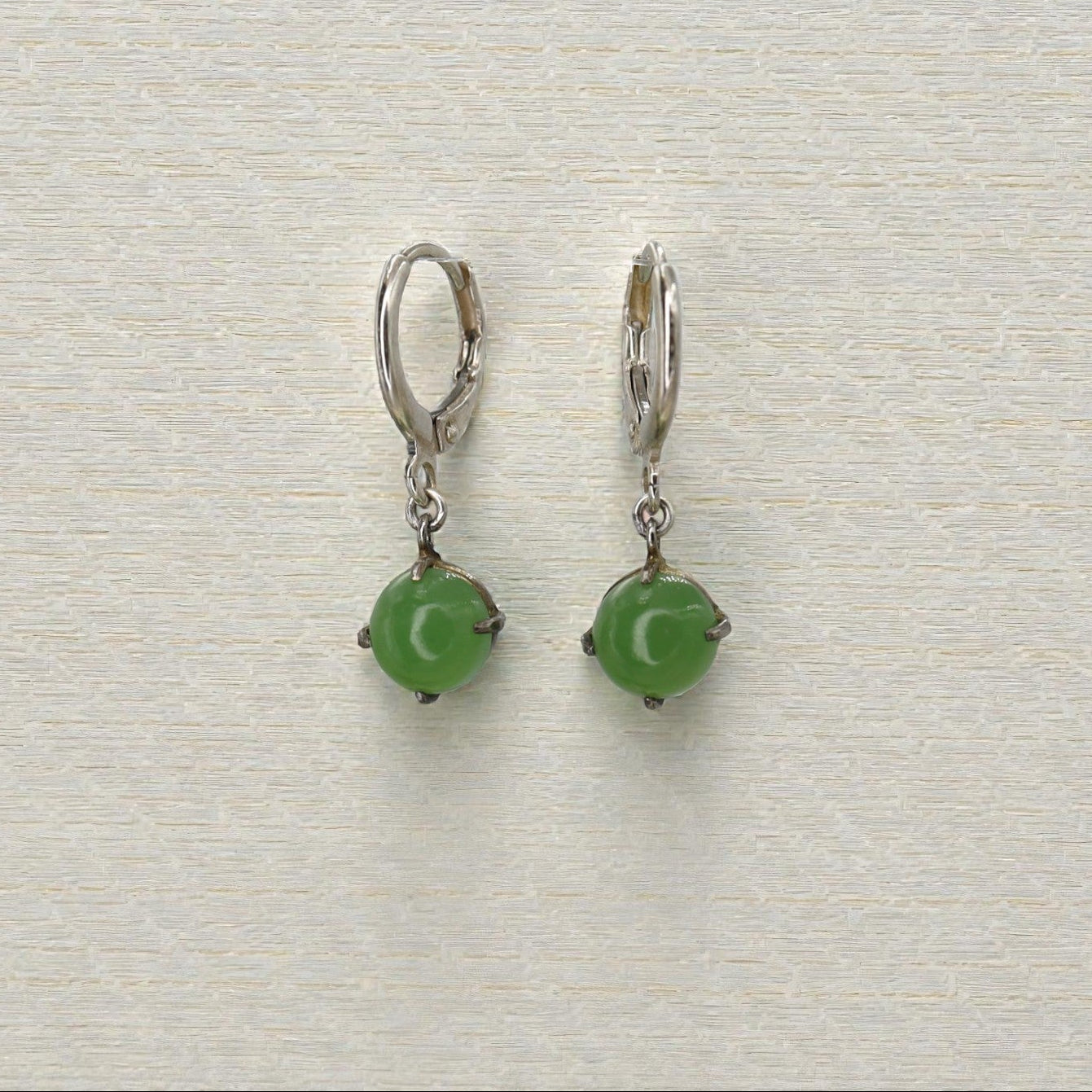 Art Deco Chrysoprase & Silver Drop Earrings - Petra Star