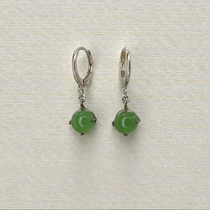 Art Deco Chrysoprase & Silver Drop Earrings