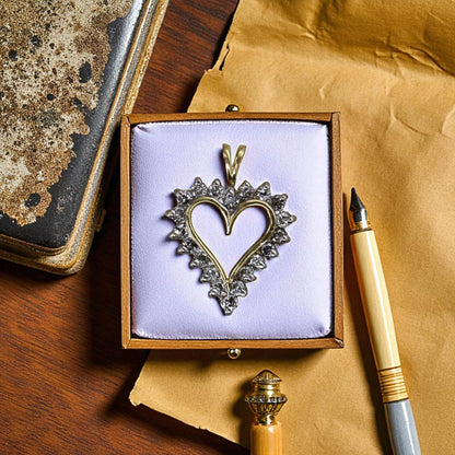 Vintage 14k Gold Heart Pendant Collection – Diamond, Emerald, and Ruby Hearts, Circa 1980–1990s - Petra Star