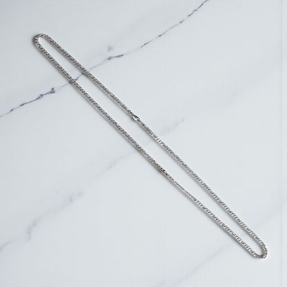 Estate Sterling Silver Figaro Chain – 30” Length, 3.8 mm Wide, Lobster Clasp