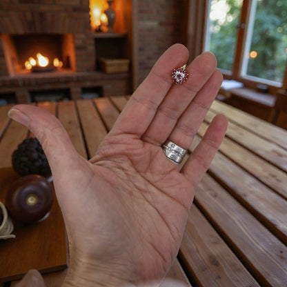 Vintage Ruby & Diamond Heart Pendant in 10k Yellow & White Gold