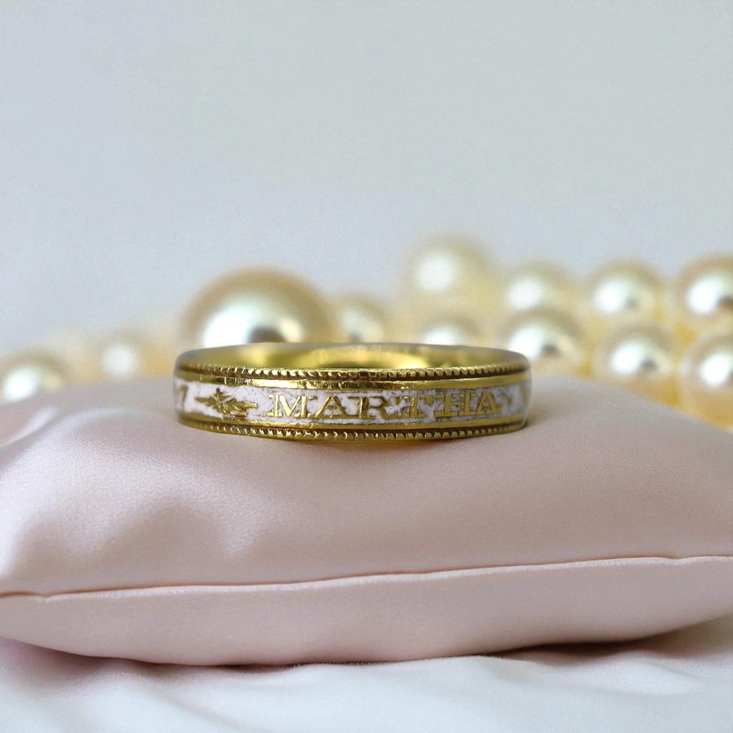 18k Gold & White-Enamel Georgian Memento Mori Mourning Ring - Petra Star