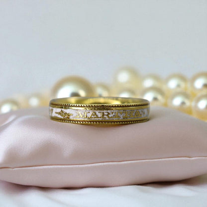 18k Gold & White-Enamel Georgian Memento Mori Mourning Ring - Petra Star