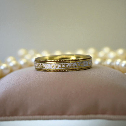 18k Gold & White-Enamel Georgian Memento Mori Mourning Ring - Petra Star