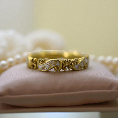 Extremely Rare Georgian (1741) White Enamel Memento Mori Mourning Rings - Petra Star