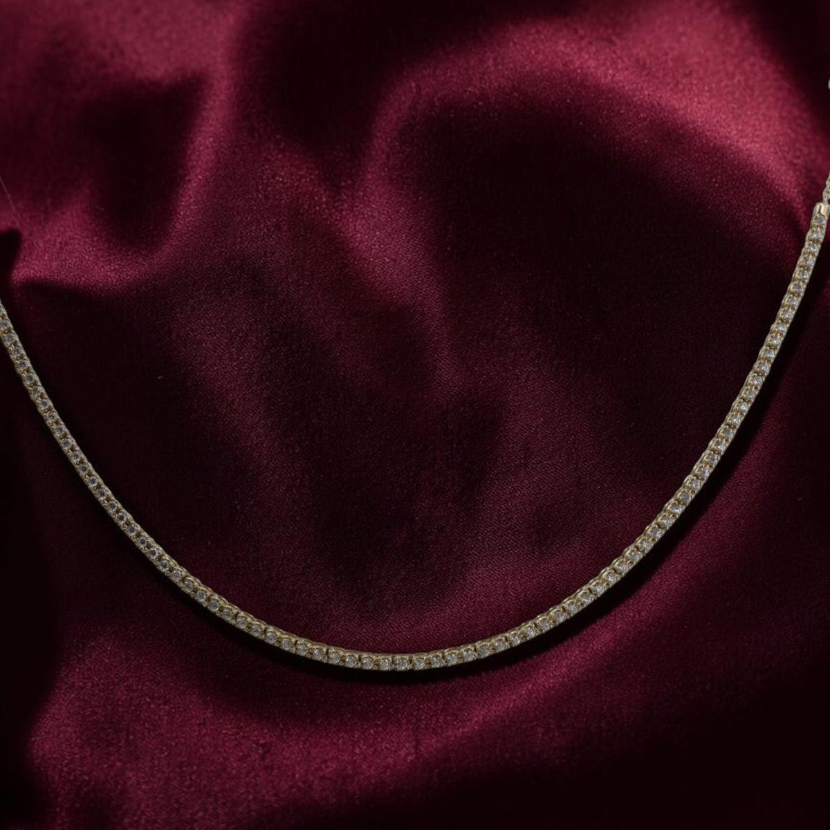 Adjustable Diamond Tennis Necklace | 1.83 CTW Shared Prong | 14K Gold Choker | Petra Star - Petra StarNecklace