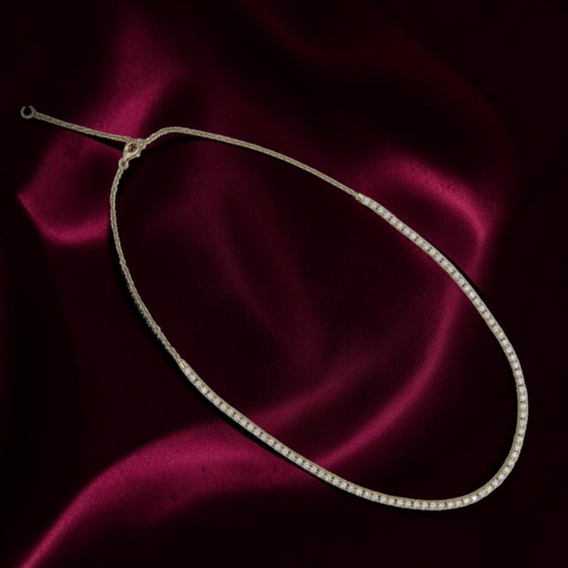 Adjustable Diamond Tennis Necklace | 1.83 CTW Shared Prong | 14K Gold Choker | Petra Star