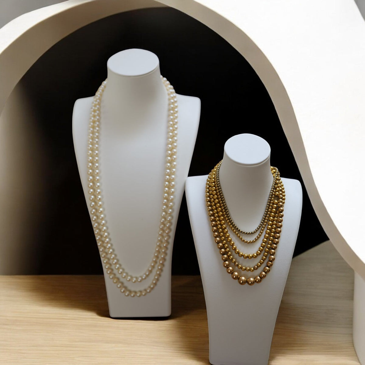 Akoya Pearl Necklace 8 - 8.MM White Akoya Strands - Petra Star
