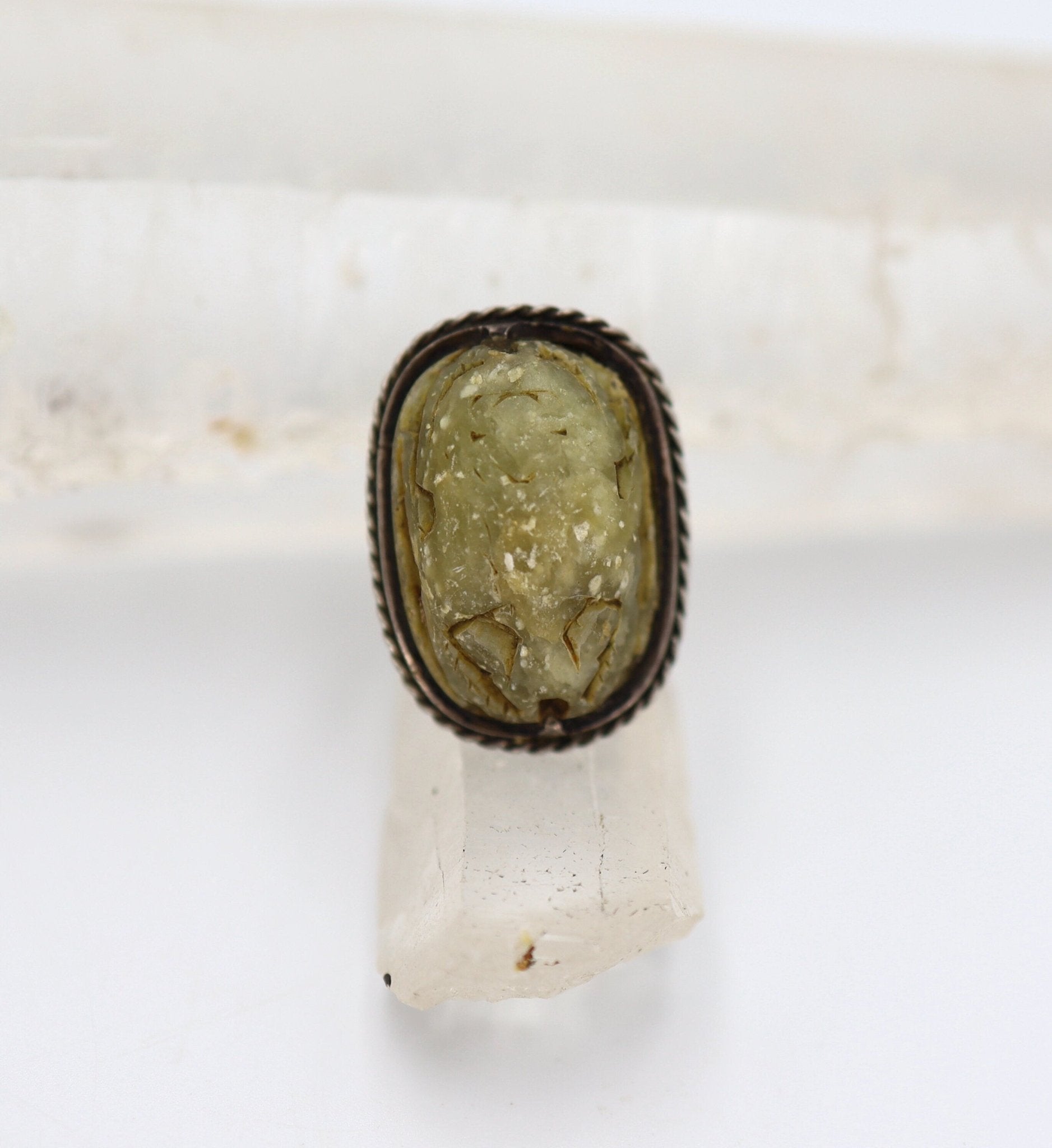 Ancient Egyptian Steatite Scarab & Silver Ring - Petra Star