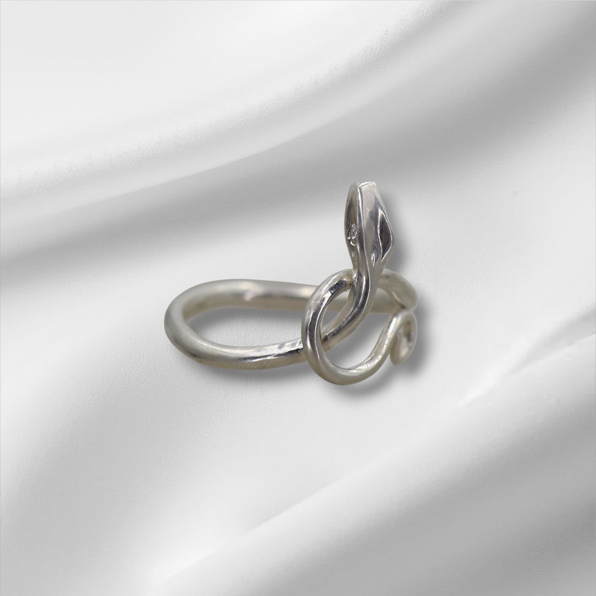 Annette Ferdinandsen Snake Ring – Silver w/ Diamond Eyes - Petra Star