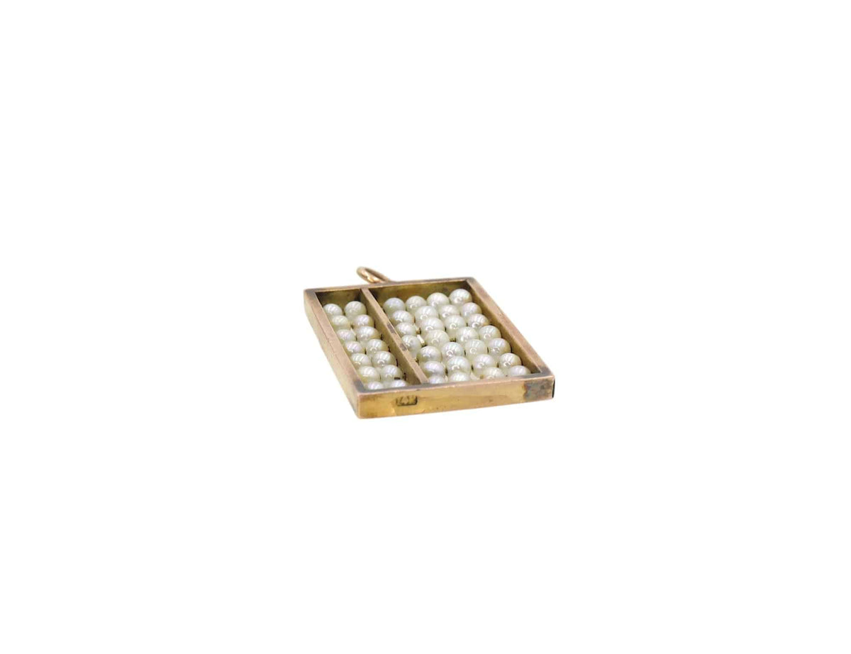 Antique 14k Gold Abacus Pendant with Sliding Pearls - Petra Star