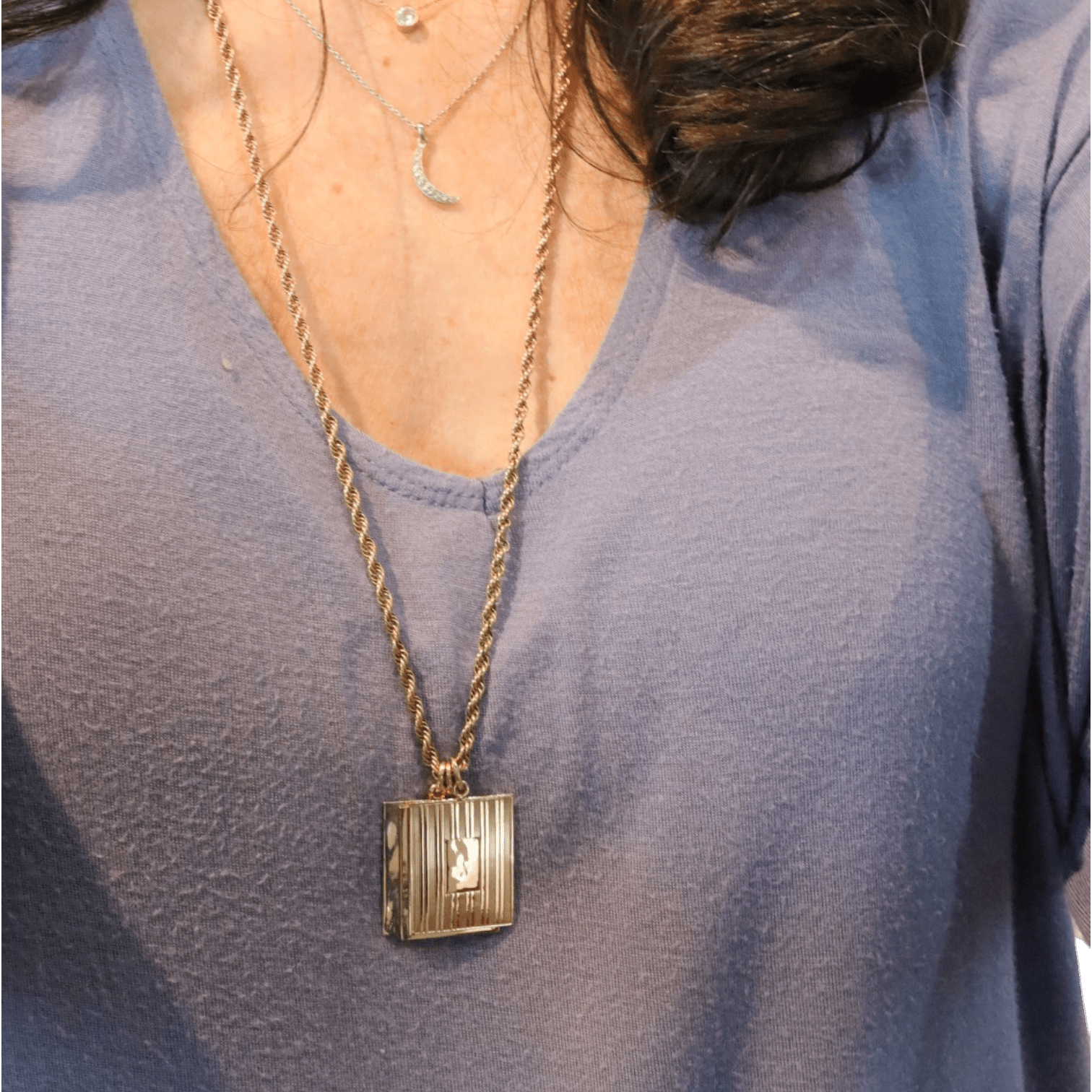Antique 14K Gold Art Deco Book Pendant — Converted to Three Individual Medallion Pendants — Circa 1930s - Petra Star