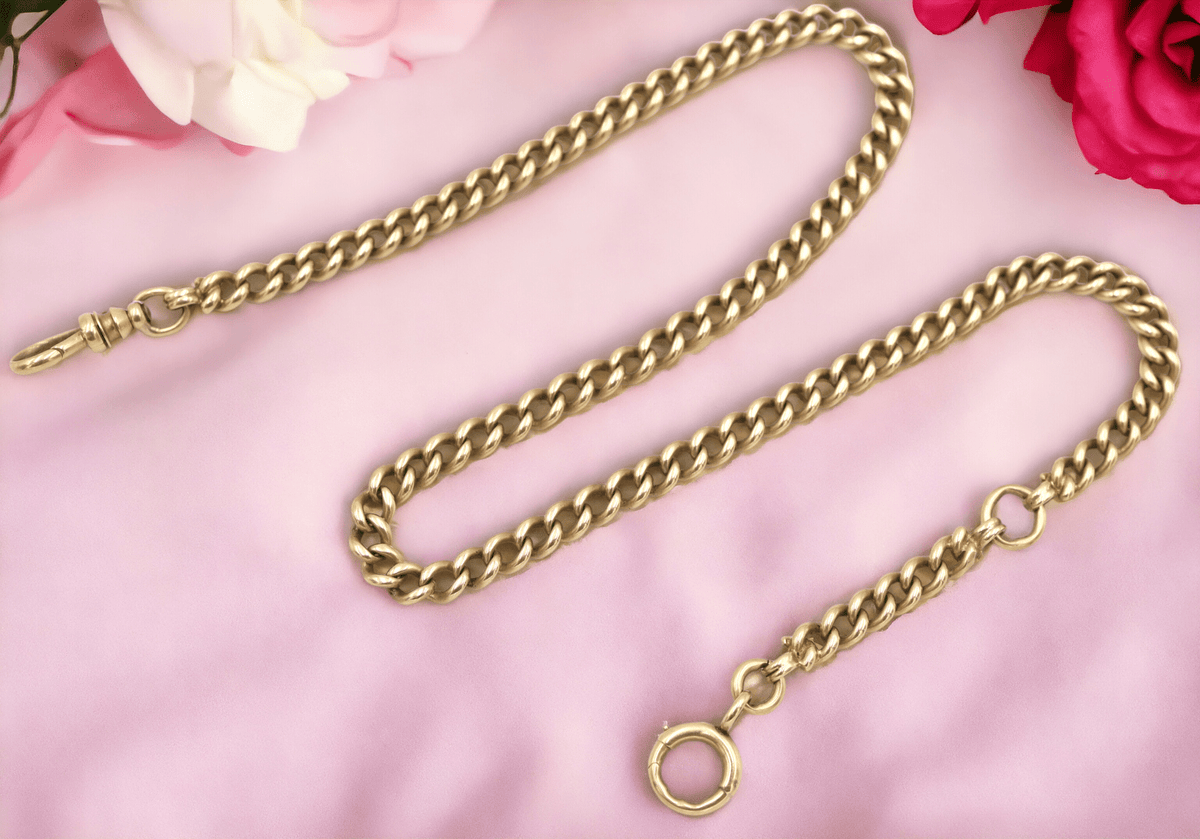 Antique 14k Gold Chain 4.8 MM Curblink Necklace 16" Length and 13" Length - Petra Star