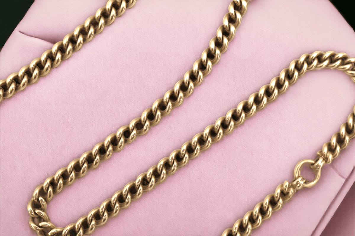 Antique 14k Gold Chain 4.8 MM Curblink Necklace 16" Length and 13" Length - Petra Star