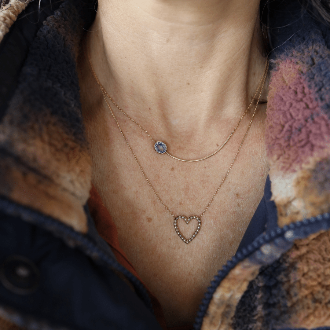 Antique 14K Gold Heart Pendant Necklace with Pearl, Circa 1910 - Petra StarNecklace