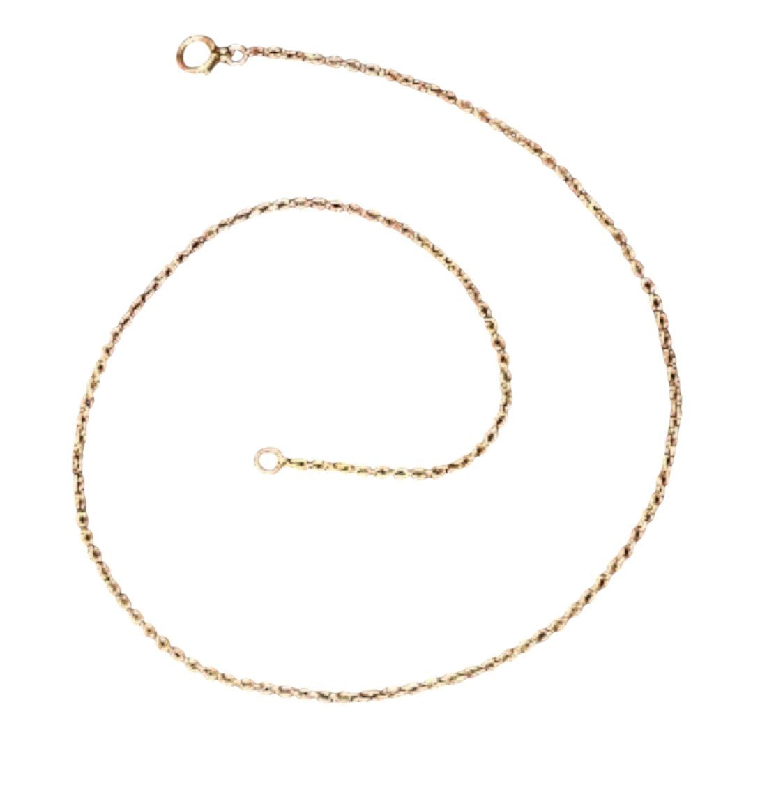 Antique 15k Yellow Gold Heavy Curb Link Chain – 16.5” Length - Petra Star