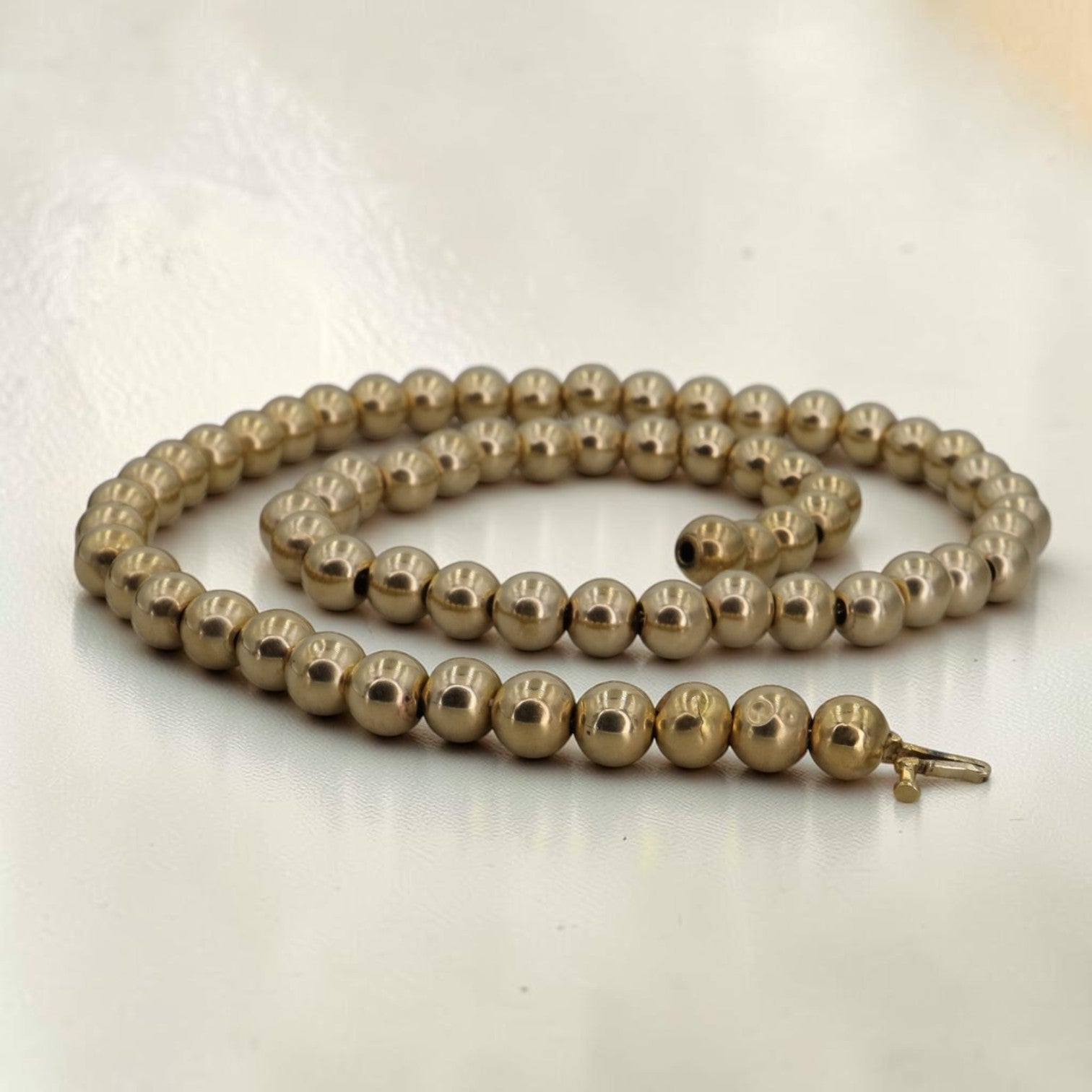 Antique Victorian Gold Bead Necklace | 14K Beads, Restored 16"
