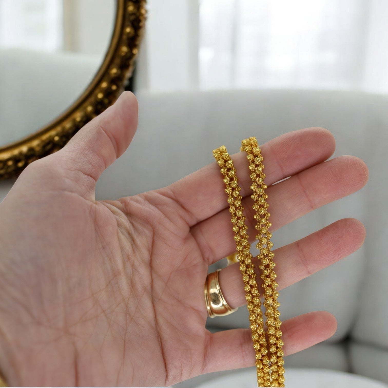 Antique 22k Gold Handcrafted Art Nouveau Chinese Gold Chain - Petra Star